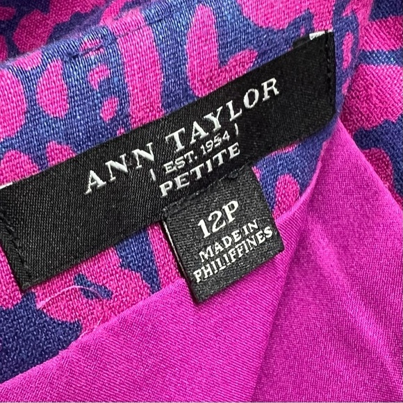 Ann Taylor Pencil Skirt Womens Petite 12P Linen Stretch Purple Paisley Print - Picture 7 of 11